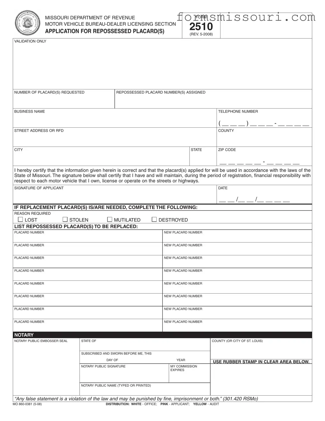 2510 Missouri Form