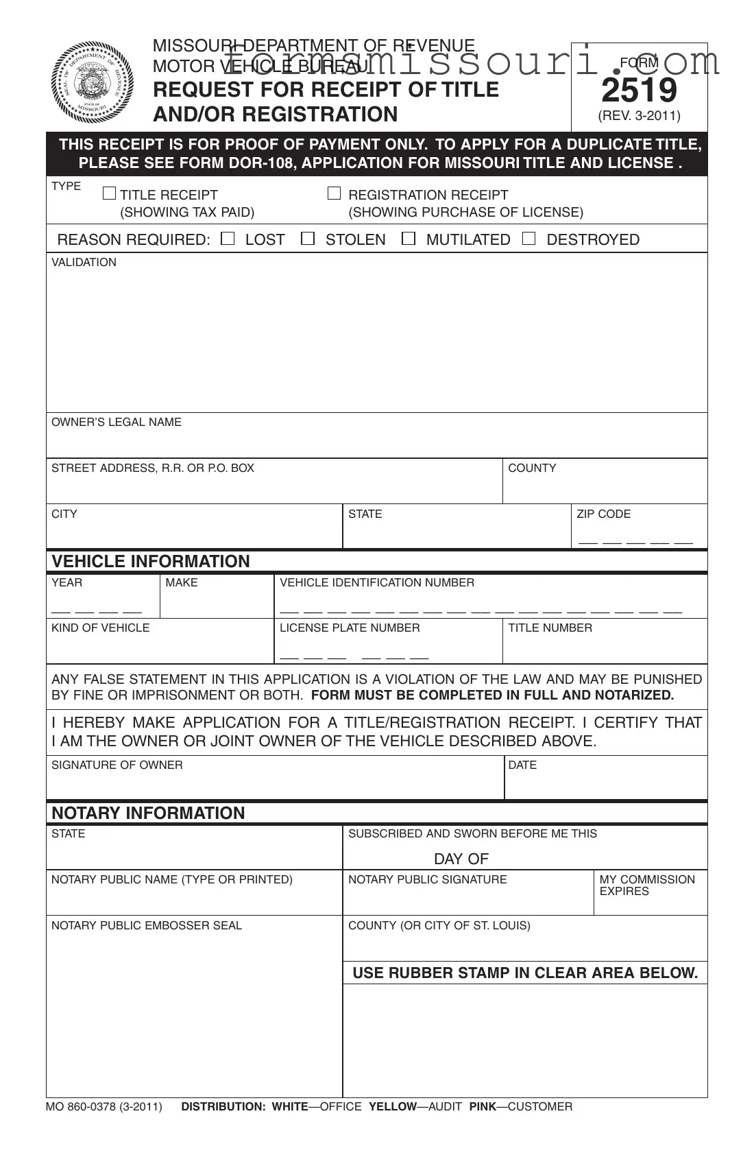 2519 Missouri Form