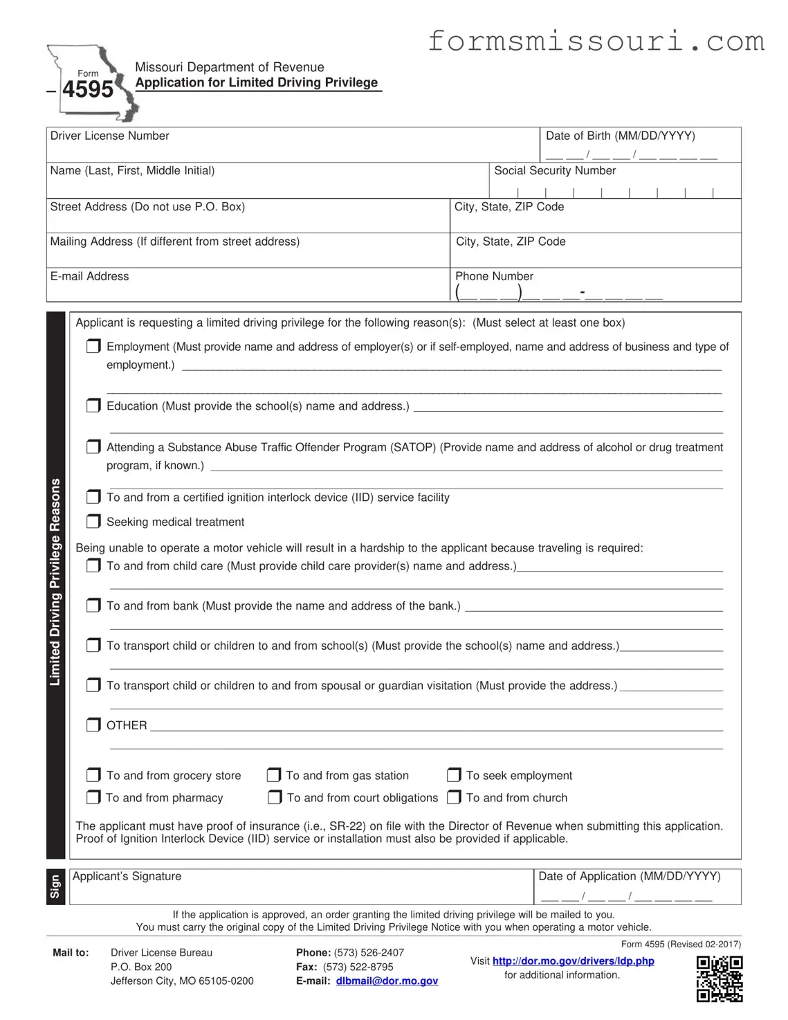 Missouri 4595 Form