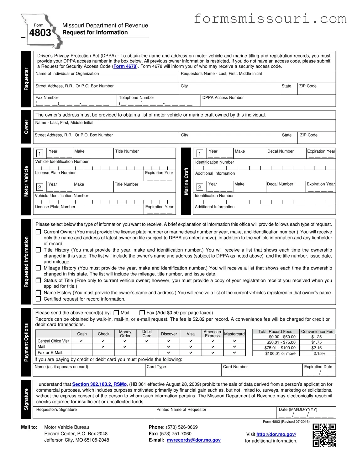 Missouri 4803 Form