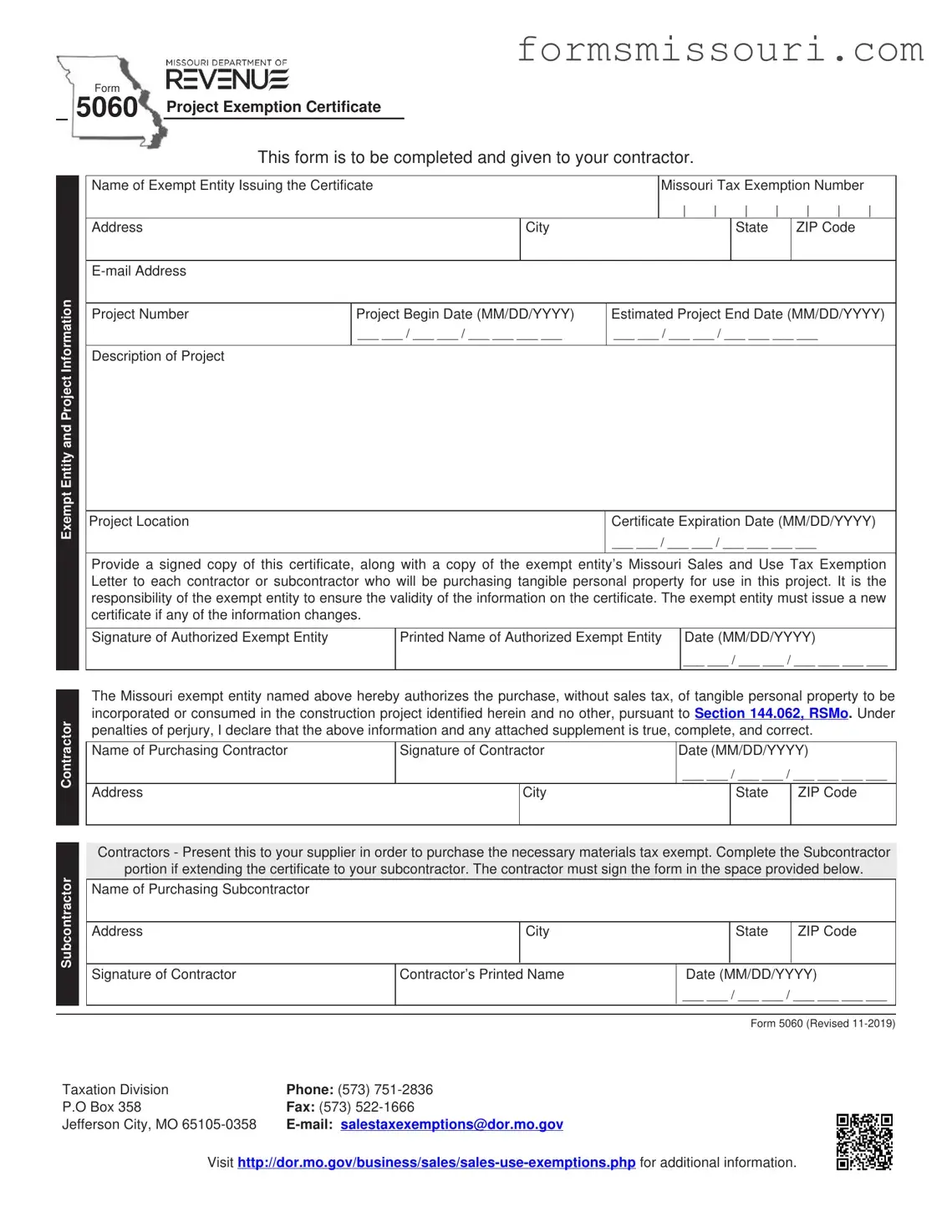 Missouri 5060 Exemption Form