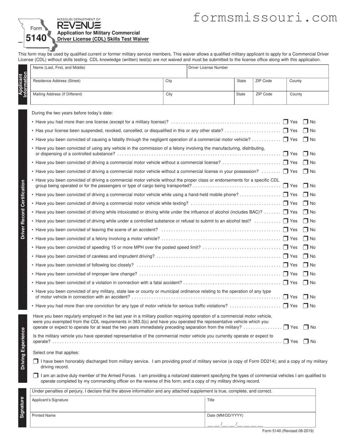 Missouri 5140 Form