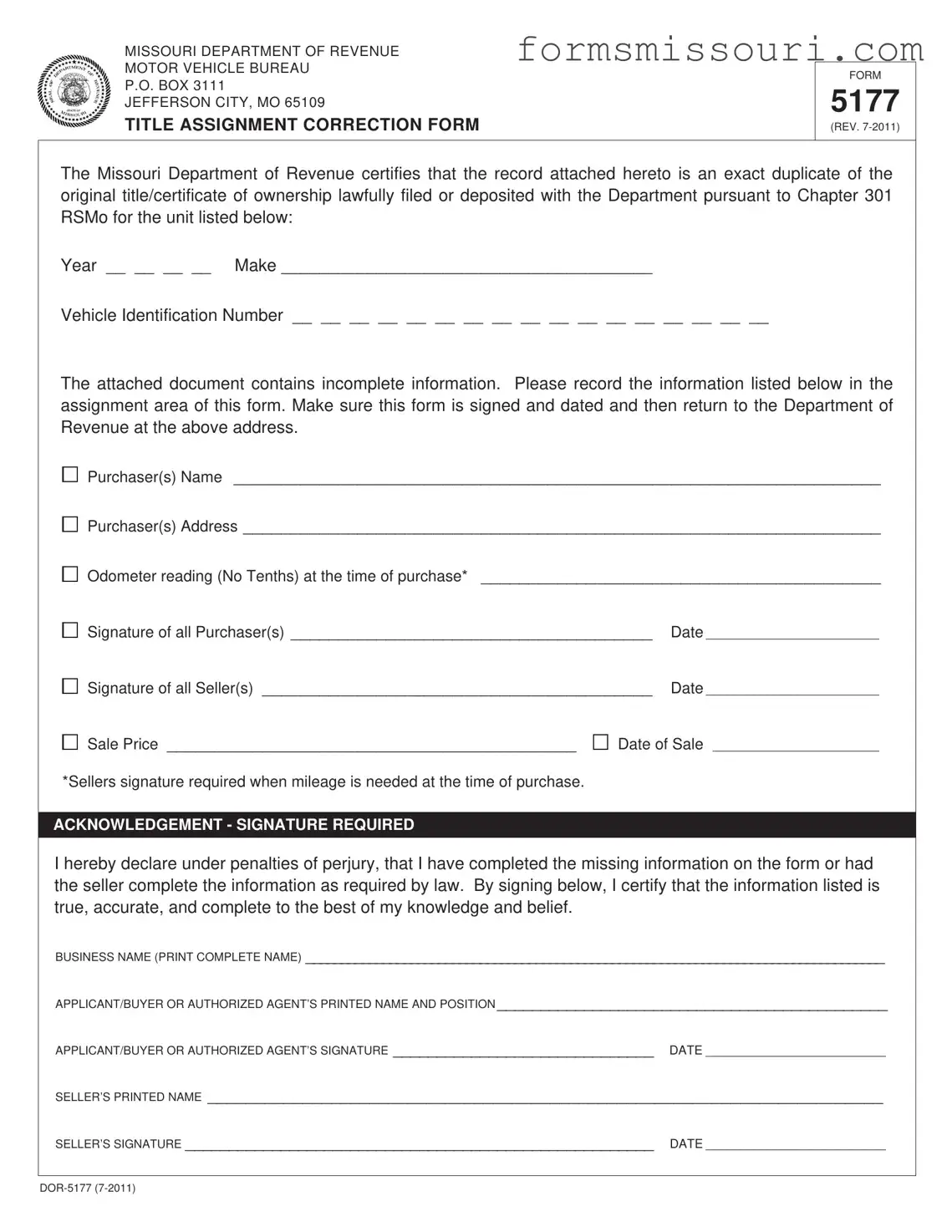 Missouri 5177 Form