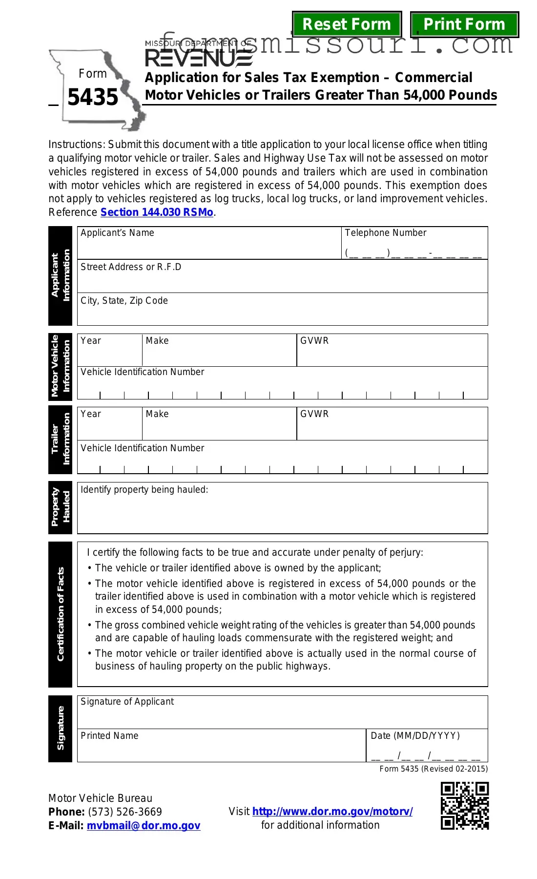 Missouri 5435 Form