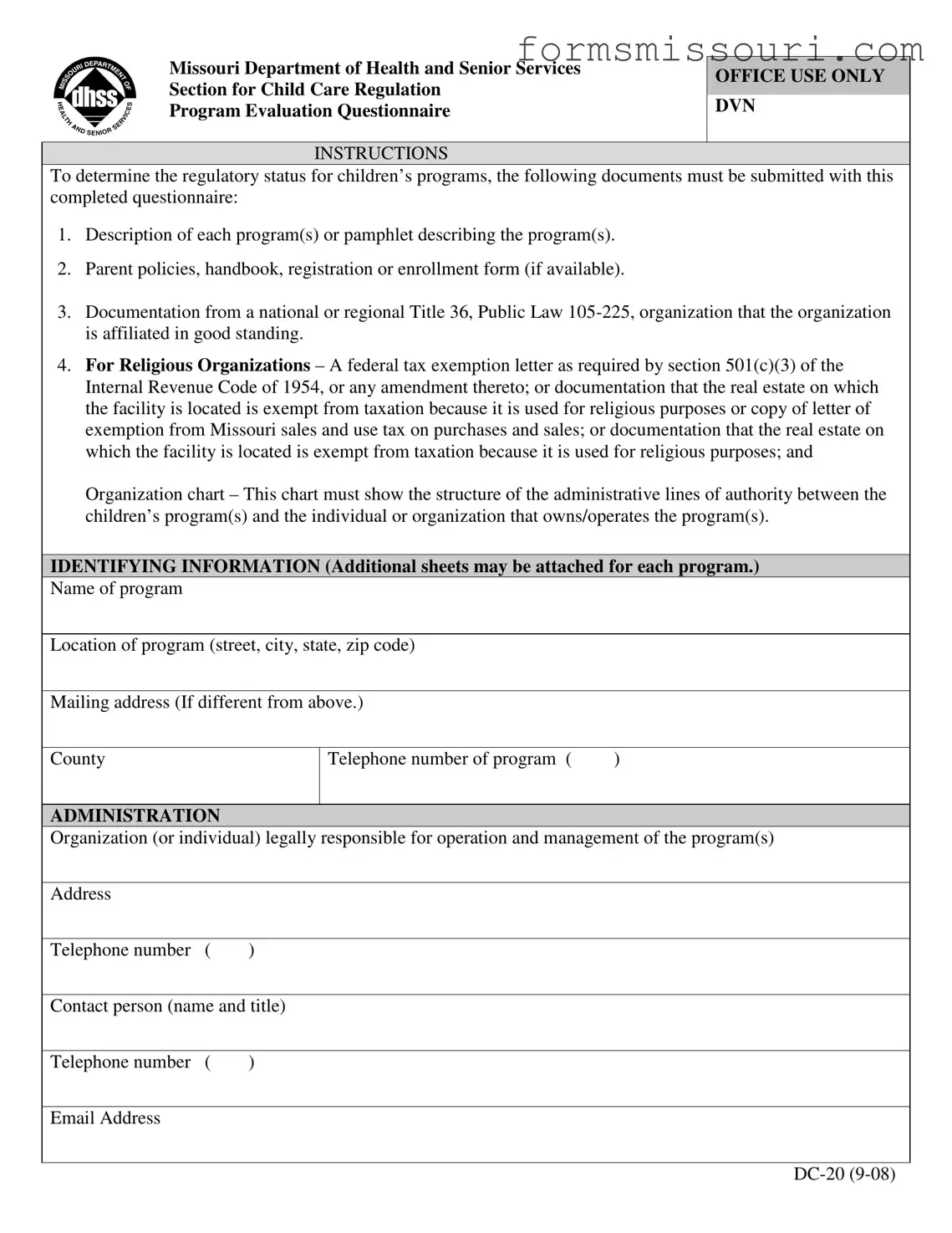 Missouri Dc 20 Form