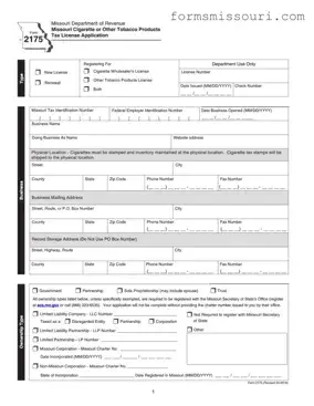 Missouri 2175 Form
