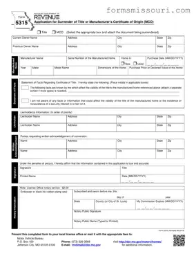 Missouri 5315 Form