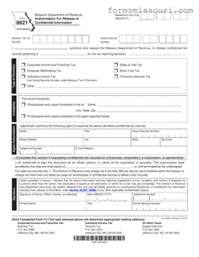 Missouri 8821 Form