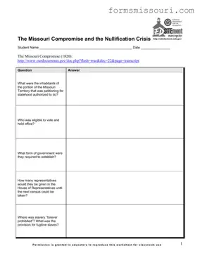 Missouri Compromise Form
