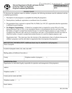 Missouri Dc 20 Form