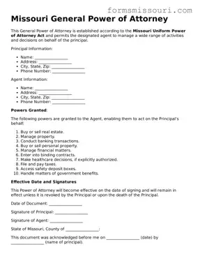  General Power of Attorney Form for Missouri
