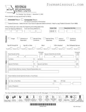 Missouri Mo 1040 Form