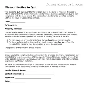  Notice to Quit Form for Missouri