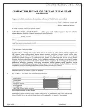 Missouri Real Estate Contract Form