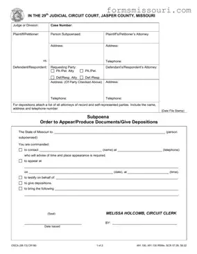 Missouri Subpoena Form