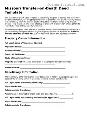  Transfer-on-Death Deed Form for Missouri