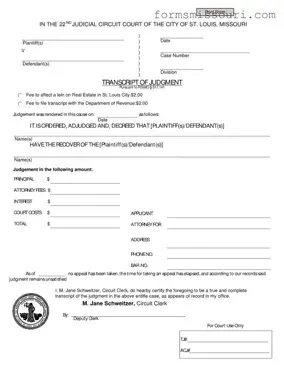 Missouri Transcript Of Judgment Form